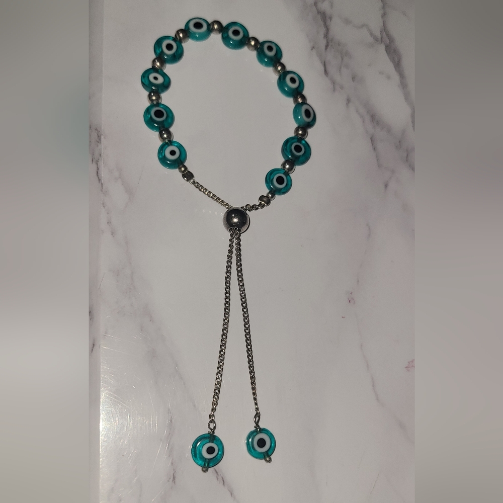 925 silver Adjustable Turkish eye bracelet